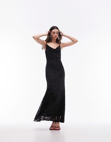 Robe nuisette longue en jacquard avec col bénitier - fleuri - Topshop - Modalova