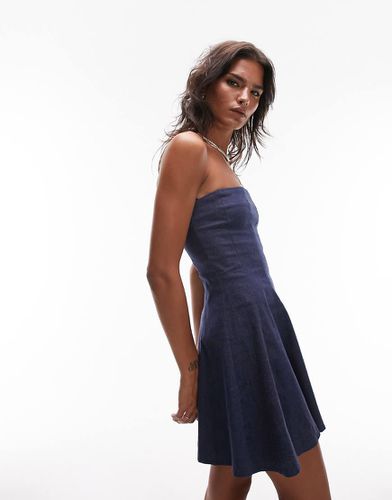 Robe bandeau courte aspect jean - indigo - Topshop - Modalova