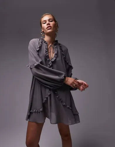 Robe courte trapèze à volants - Topshop - Modalova