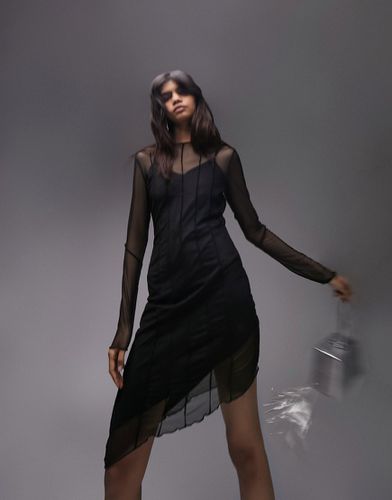 Robe courte en tulle avec ourlet et coutures asymétriques - Topshop - Modalova