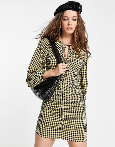 Robe courte froncée à carreaux - Topshop - Modalova