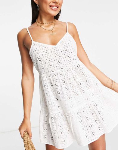 Robe de plage courte à volants en broderie anglaise - Topshop - Modalova