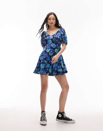 Robe en jersey à fleurs froncée dans le dos - Topshop - Modalova