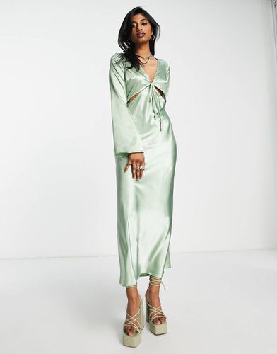 Robe habillée mi-longue à découpe en satin - Sauge - Topshop - Modalova