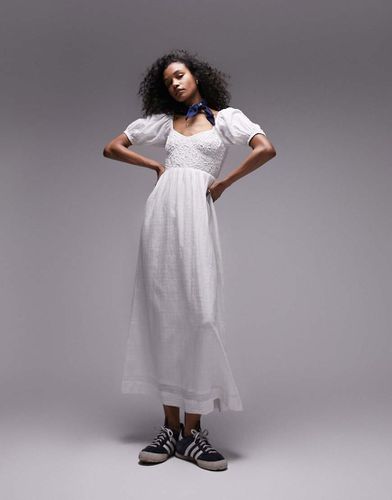 Robe longue avec buste texturé - Ivoire - Topshop - Modalova