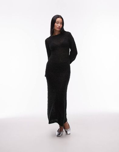 Robe longue en maille bouclée ajourée - Topshop - Modalova