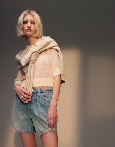 Short en jean avec plis effet délavé - Topshop - Modalova
