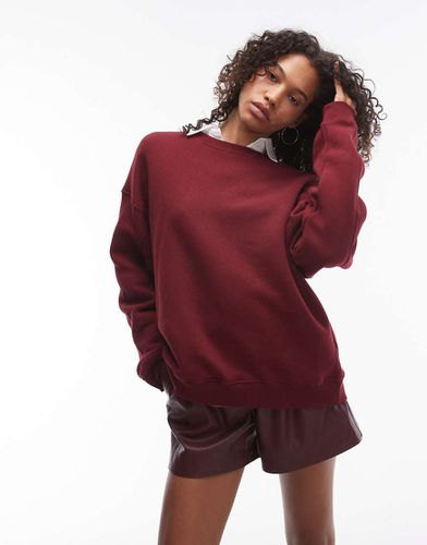 Sweat de qualité supérieure à surpiqûres - Bordeaux - Topshop - Modalova