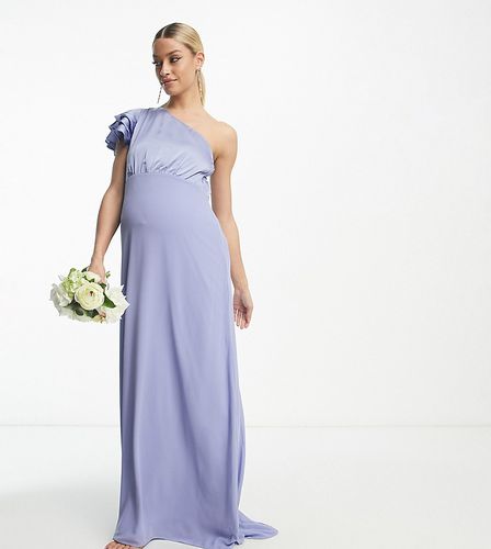 L'invitée - Robe longue asymétrique volantée sur l'épaule - poudré - Tfnc Maternity - Modalova