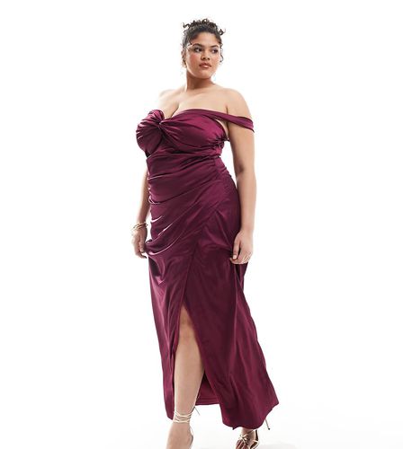 Robe longue en satin à épaules dénudées - Baie - Tfnc Plus - Modalova