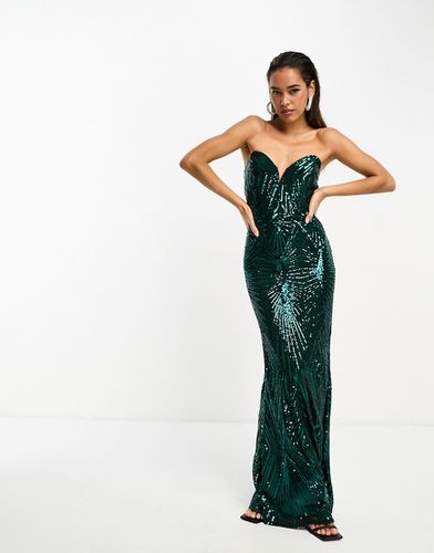 Robe bandeau longue à sequins - émeraude - Tfnc - Modalova