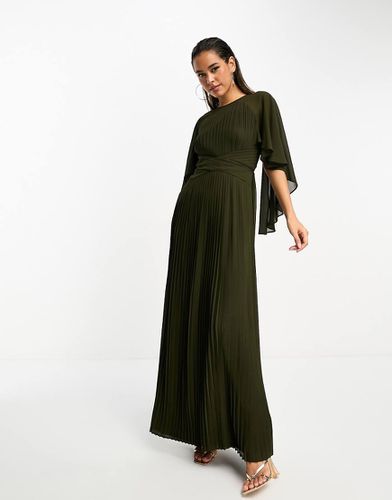 Robe longue plissée à détail effet cape - Olive - Tfnc - Modalova