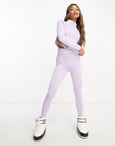 Threadbare - Ensemble de sous-vêtements de ski avec top à manches longues et legging à taille griffée - Lilas - Threadbare Fitness - Modalova