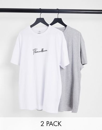 Lot de 2 t-shirts avec logo manuscrit - Blanc et - Threadbare - Modalova