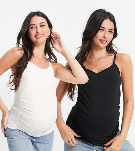 Maternity - Lot de 2 débardeurs d'allaitement à bretelles fines - et blanc - Threadbare - Modalova