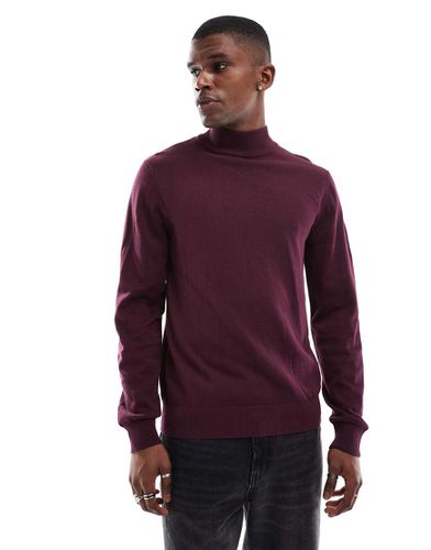 Pull à col montant en coton - Bordeaux - Threadbare - Modalova