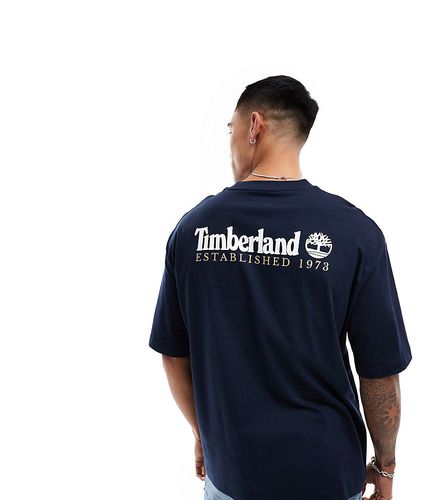 T-shirt oversize avec large logo manuscrit imprimé dans le dos - Bleu marine - Timberland - Modalova