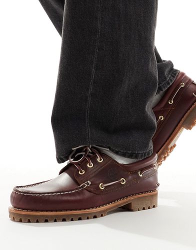 Authentics - Chaussures bateau 3 aillets en cuir pleine fleur - Bordeaux - Timberland - Modalova