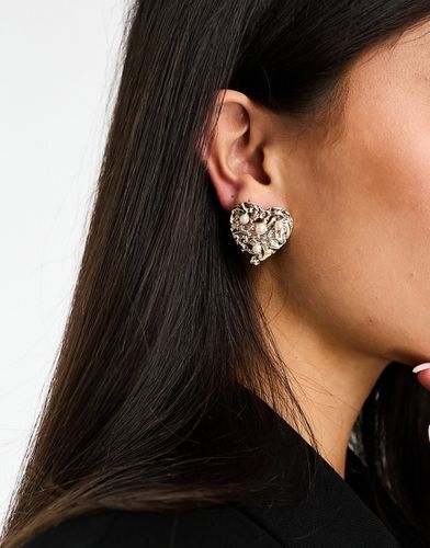 Boucles d'oreilles avec caur orné de perles - True Decadence - Modalova