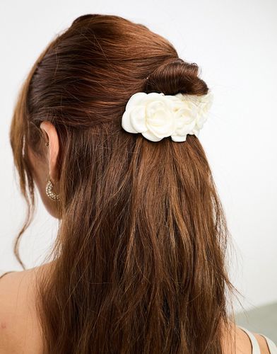 Barrette à cheveux avec fleurs en satin - Crème - True Decadence - Modalova