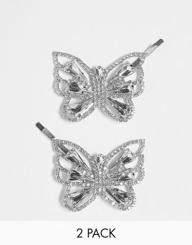 Lot de 2 barrettes à cheveux papillon tendance ornées de cristaux - True Decadence - Modalova