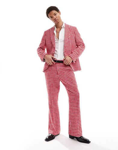 Pantalon de costume à motif pied-de-poule - Rouge et rose - Twisted Tailor - Modalova