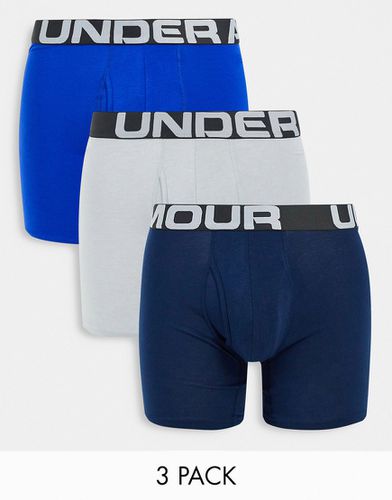 Charged - Lot de 3 boxers 6 pouces - Bleu marine/bleu/gris - Under Armour - Modalova