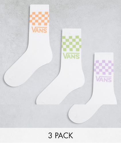 Lot de 3 paires de chaussettes à carreaux - Blanc à détail vert/violet ou rouge - Vans - Modalova