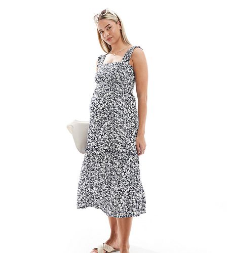 Robe caraco froncée mi-longue à fleurs - Vero Moda Maternity - Modalova