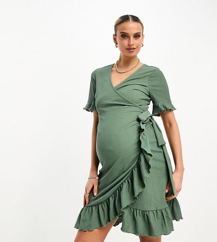 Robe portefeuille courte à volants - Kaki - Vero Moda Maternity - Modalova