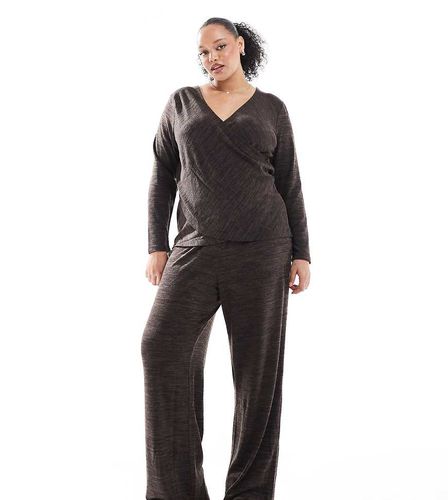 Pantalon d'ensemble ample en jersey - Chocolat chiné - Vero Moda Curve - Modalova