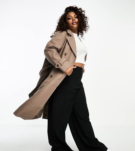 Trench-coat croisé habillé - Marron - Vero Moda Curve - Modalova