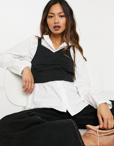 Chemise avec caraco superposé - Noir et blanc - Vero Moda - Modalova