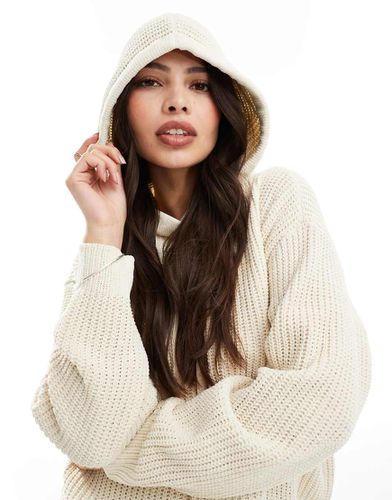 Pull à capuche en maille côtelée chunky - Crème - Vero Moda - Modalova