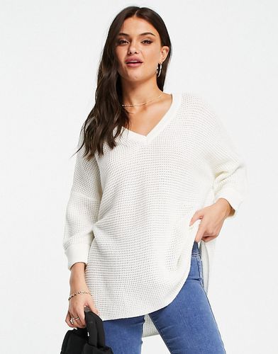 Pull oversize à col en V - Crème - Vero Moda - Modalova