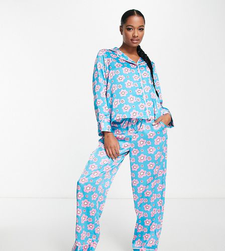 Ensemble de pyjama en satin imprimé avec pantalon et chemise - Vero Moda Petite - Modalova