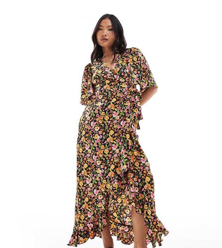 Robe portefeuille longue à imprimé fleuri - Foncé - Vero Moda Petite - Modalova