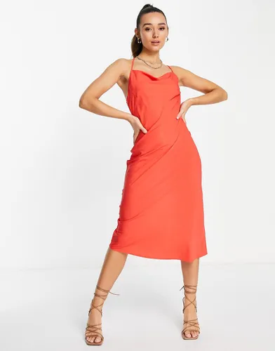 Robe caraco mi-longue à bretelles asymétriques - vif - Vero Moda - Modalova