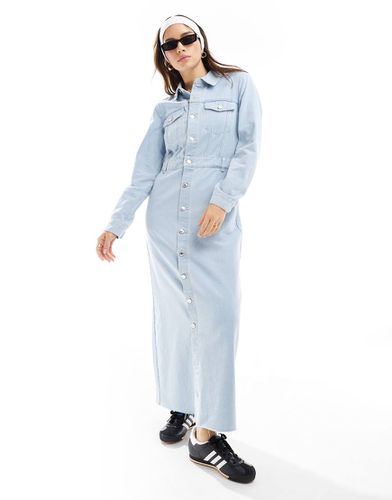 Robe boutonnée longue en denim avec manches longues - Vero Moda - Modalova