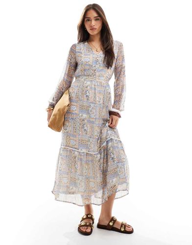 Robe babydoll longue  imprim patchwork - Rose - Vero Moda - Modalova