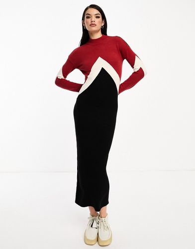 Robe longue color block en maille - Vero Moda - Modalova