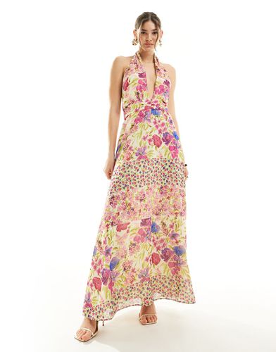 Robe longue dos-nu à imprimé fleurs varié - Vero Moda - Modalova