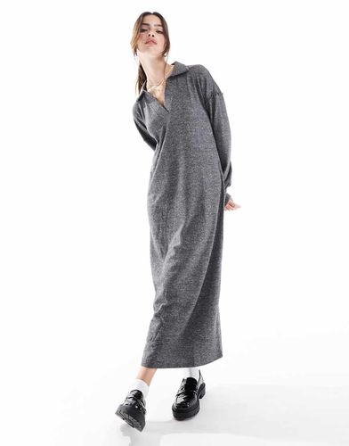 Robe ultra douce longueur cheville à col polo - foncé chiné - Vero Moda - Modalova