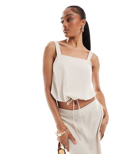 Crop top d'ensemble en lin mélangé - Taupe - Vero Moda Tall - Modalova