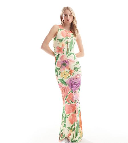 Robe en tulle sans manches à bords ondulés et imprimé fleurs estival - Vero Moda Tall - Modalova