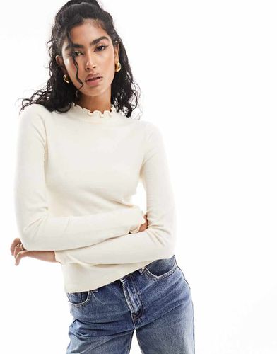 Top à bords ondulés en maille - Crème - Vero Moda - Modalova