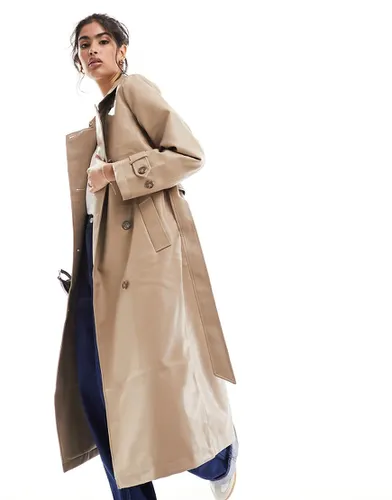 Trench-coat ceinturé en similicuir - Taupe - Vero Moda - Modalova