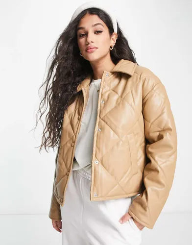 Veste matelassée en imitation cuir - Beige - Vero Moda - Modalova