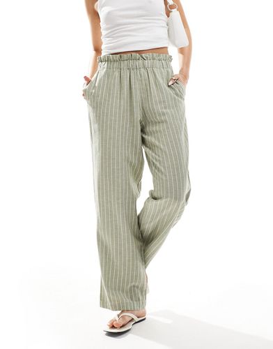 Pantalon large aspect lin à rayures fines - Vila - Modalova