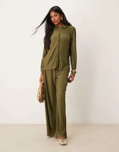 Pantalon large d'ensemble plissé - Olive foncé - Vila - Modalova